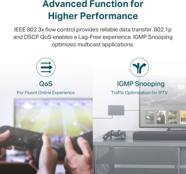 TP-Link - Switch gigabit de 24 puertos, gestión Easy Smart, plug and play, metal con puertos blindados, compatible con QoS, Vlan, IGMP y agregación de enlaces, TL-SG1024DE, negro