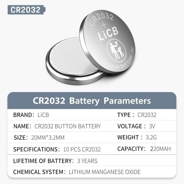 LiCB Batería de litio CR2032 3V (paquete de 5)
